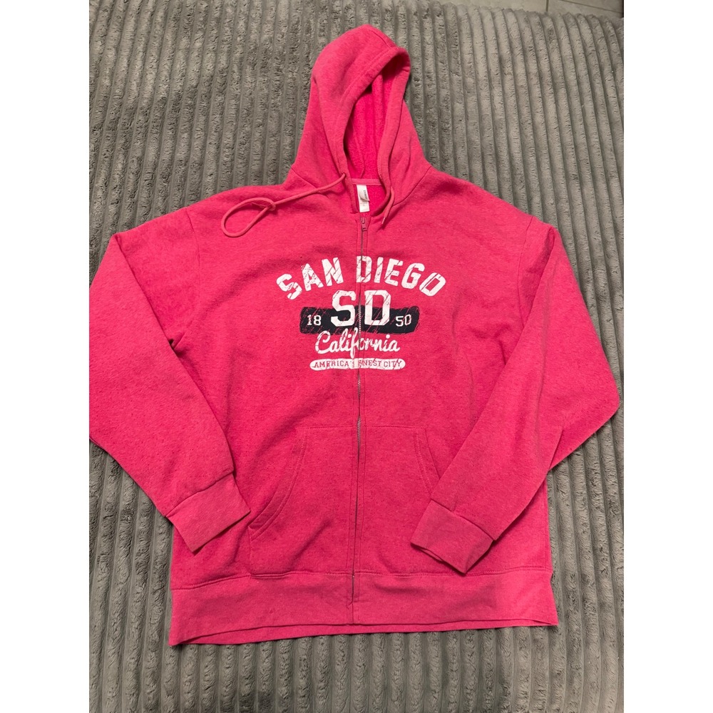 Teemax San Diego California Pink‎ Full Zip Graphic Hoodie Sweatshirt Women XL